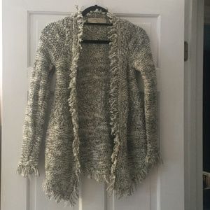 ZARA Open Fringe Cardigan with Shimmery Thread